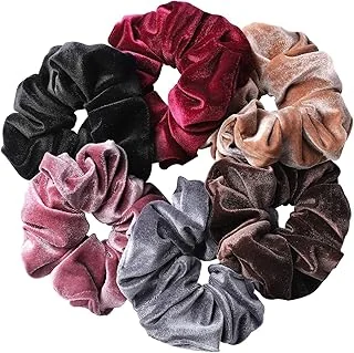 Whaline 6 Big Hair Scrunchies Velvet Elastics Large Hair Bobble Scrunchy Hair
