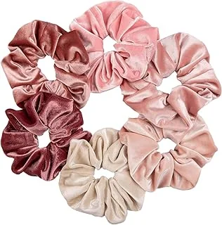 Whaline Blush Theme Hair Scrunchies Large Velvet Hair Bands Pink Soft Elastic