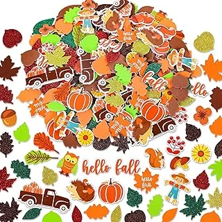 460Pcs Fall Thanksgiving Foam Stickers Glitter Maple Leaves