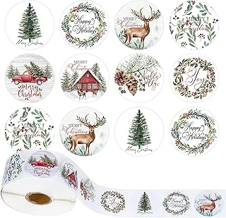 1000Pcs Christmas Stickers 1.5Inch Assorted Round Sticker