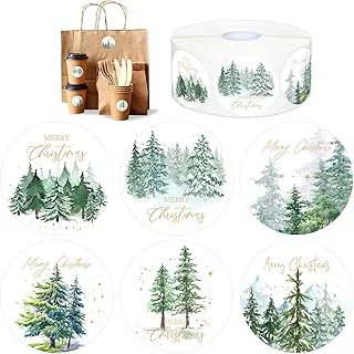 1000Pcs Merry Christmas Stickers Roll Watercolor Forest