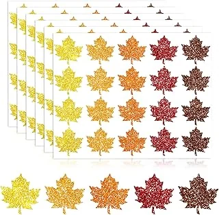 500Pcs Fall Maple Leaf Stickers 5 Colors Glitter Autumn