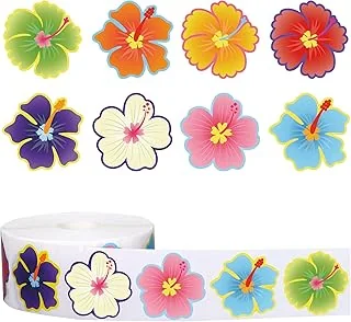 1000Pcs Hawaiian Tropical Luau Stickers Summer Hibiscus