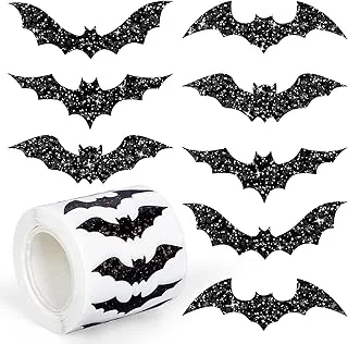 Halloween Bats Stickers Roll Laser Black Bats Shape