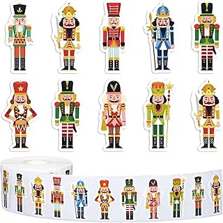 1000Pcs Christmas Nutcracker Stickers Roll Xmas Cartoon