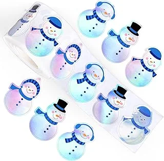 Winter Snowman Stickers Roll Holographic Laser Seal