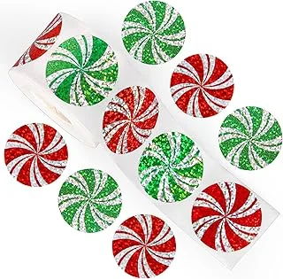 Christmas Candy Stickers Roll Peppermint Laser Seal