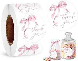 500Pcs Pink Bow Thank You Sticker Watercolor Bowknot Paper