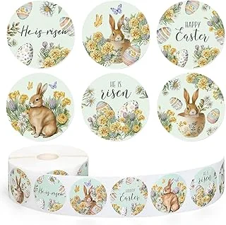 1000 Pcs Easter Stickers Roll Watercolor Bunny Butterfly