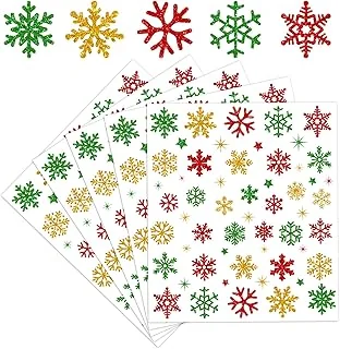 330Pcs Winter Christmas Stickers Glitter Red Green Gold