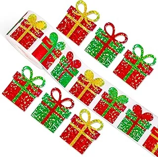 Christmas Stickers Roll Laser Seal Stickers Red Green Gift