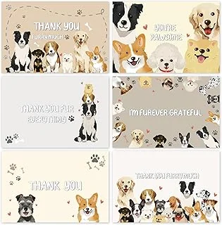 48 Pack Cute Dog Thank You Cards Cartoon Greeting Cards