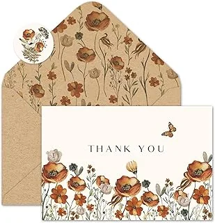 50 Pack Fall Floral Thank You Cards Vintage Autumn