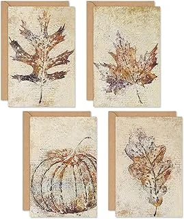 32 Pack Fall Leaves Thank You Cards Vintage Maple Leaves