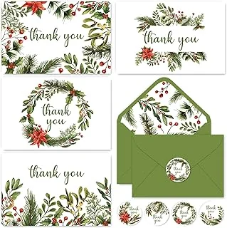 32 Packs Christmas Thank You Greeting Cards Watercolor