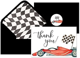 24Pcs Race Car Thank You Cards with Envelopes and Stickers