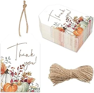 100Pcs Fall Thank You Paper Gift Bags Autumn Pumpkin