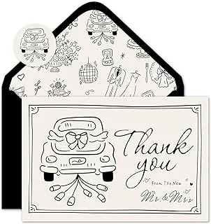 50 Pack Wedding Thank You Cards Boxed Black The New Mr &