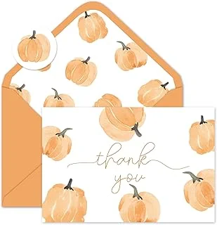 24Pcs Fall Thank You Cards with Envelopes Stickers Orange