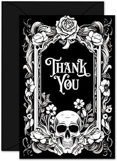 24Pcs Halloween Thank You Cards Skull Flower Greeting Cards