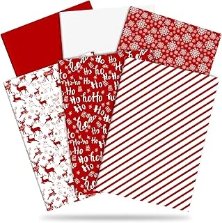 Christmas Tissue Paper Red Snowflake Reindeer Stripe Art