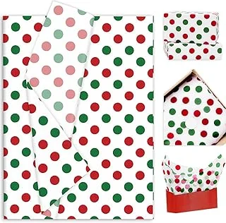100 Sheets Christmas Tissue Paper Red Green Dots Gift