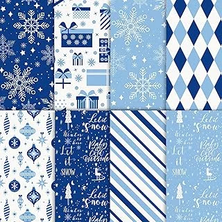 160 Sheets Winter Tissue Paper Blue White Snowflake Gift