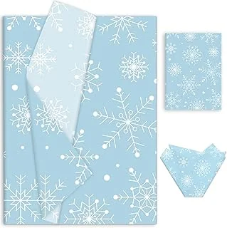 100 Sheets Winter Tissue Paper Blue White Snowflake Gift