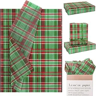 100 Sheets Christmas Plaid Tissue Paper Red Green Buffalo