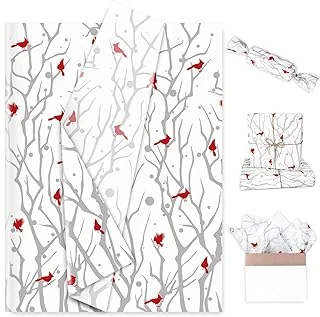 100 Sheet Christmas Tissue Paper Set Cardinal Print Gift