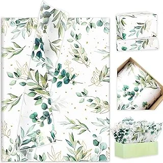 100 Sheets Greenery Tissue Paper Eucalyptus Leaves Gold