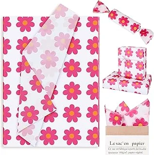 100 Sheets Spring Hot Pink Floral Tissue Paper Boho Daisy