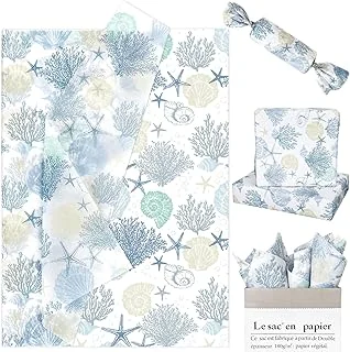100 Sheets Ocean Tissue Paper Blue Sea Shell Coral Starfish