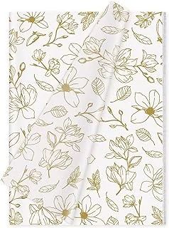 100 Sheets Gold Floral Tissue Paper Foil Gold Flowers Gift