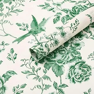 60 Sheets Sage Green Floral Tissue Paper Chinoiserie Bird