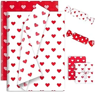 100 Sheets Mother's Day Tissue Paper Red White Heart