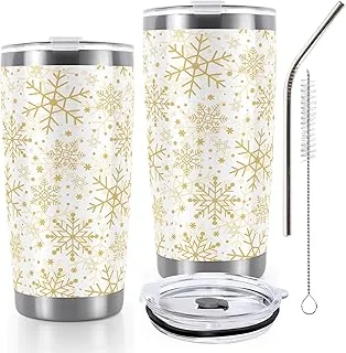 Whaline Christmas Snowflake Tumbler Stainless Steel Travel Tumbler with Lid
