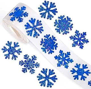 Christmas Snowflake Stickers Roll Laser Seal Stickers Blue Winter Snowflake W...