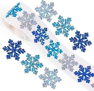 Winter Snowflake Stickers Roll Laser Blue Silver Snowflake Seal Stickers Chri...