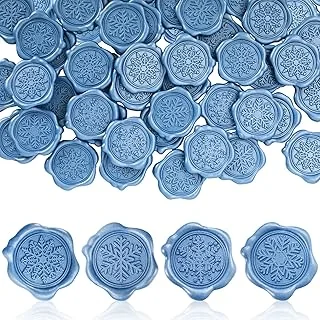 80Pcs Christmas Wax Seal Stickers Snowflake Envelope Seal Stickers 3D Blue Sn...