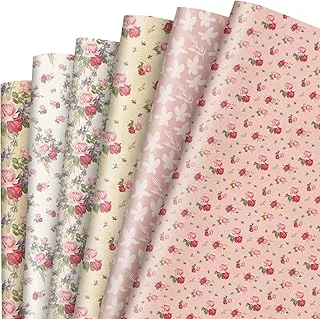 12 Sheet Vintage Floral Wrapping Paper Spring Retro Flower