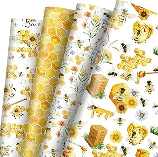 12 Sheet Bee Wrapping Paper Honeybee Sunflower Gift Wrap