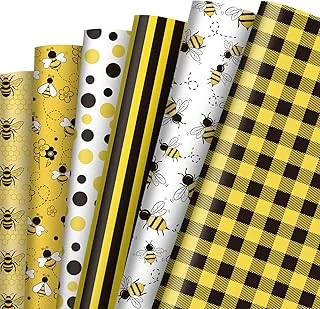 12 Sheet Bee Wrapping Paper 6 Style Bumblebee Pattern