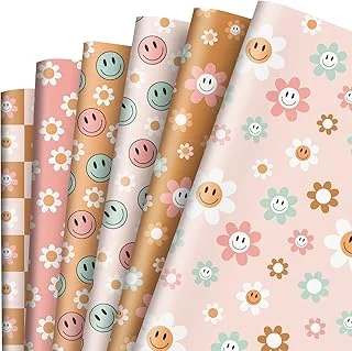 12 Sheet Retro Boho Wrapping Paper Folded Flat Boho Floral