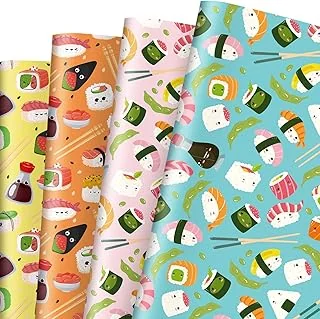 12 Sheet Sushi Faces Wrapping Paper Bulk 19.7 x 27.6 Inch