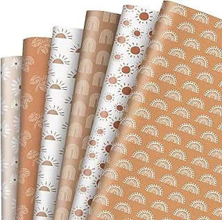 12Pcs Modern Boho Wrapping Paper Boho Daisy Flower Rainbow