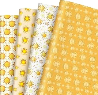 12 Sheet Boho Sun Watercolor Wrapping Paper 4 Design Summer
