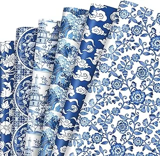 12 Sheet Blue Chinoiserie Wrapping Paper 19.7 x 27.6 Inch