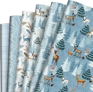 12Pcs Christmas Wrapping Paper Winter Reindeer Gift Wrap