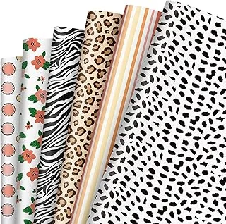 12 Sheet Safari Wrapping Paper Wildflower Leopard Zebra